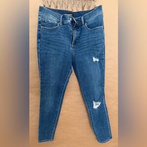 Express Blue Distressed Skinny Jeans
